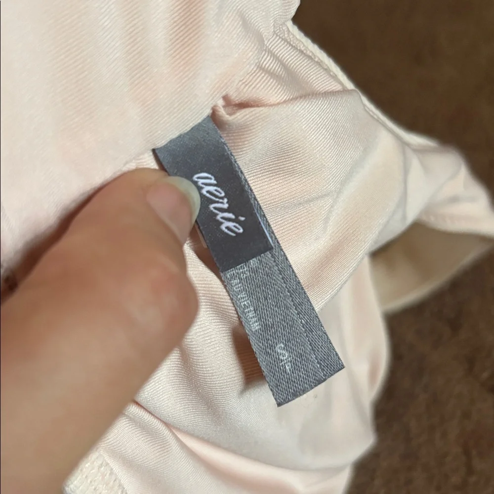 Cream Ribbed Women's Bralette aerie bathing suit crop top small